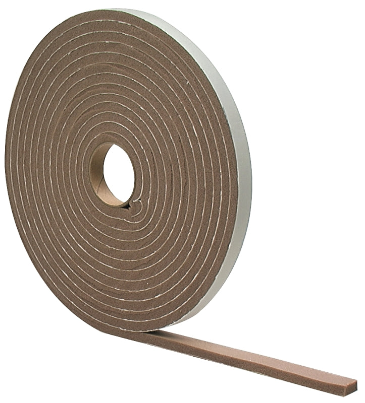 M-D 02816 Foam Tape, 1/2 in W, 17 ft L, 1/4 in Thick, PVC, Brown