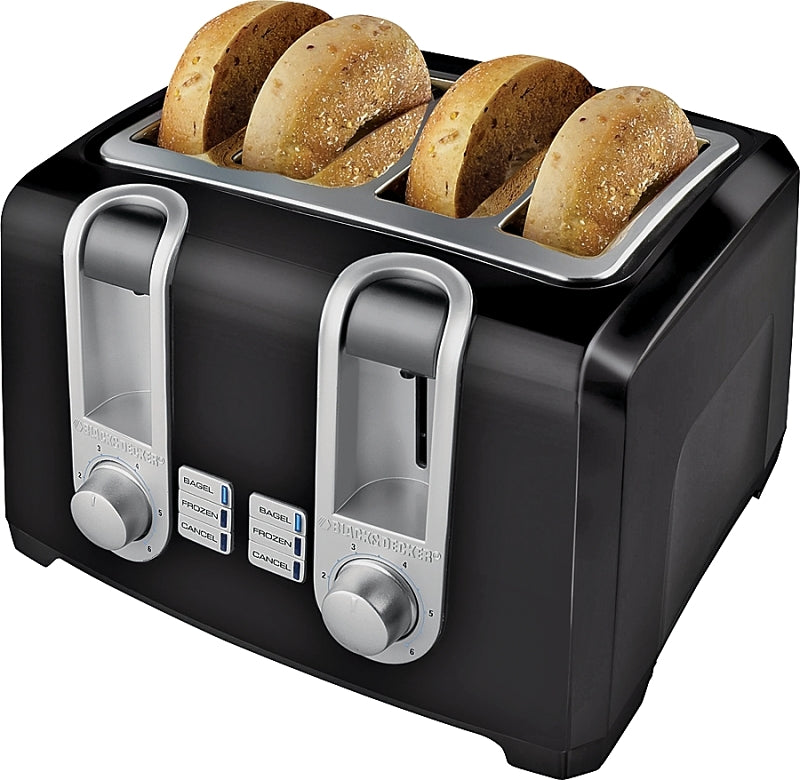 Black+Decker T4569B Electric Toaster, 850 W, 4 Slice/Hr, Manual Control, Black
