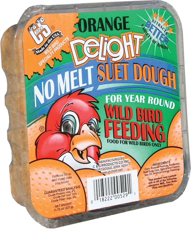 C&S No Melt Suet Dough Delights CS12529 Bird Suet, Orange Flavor, 11.75 oz