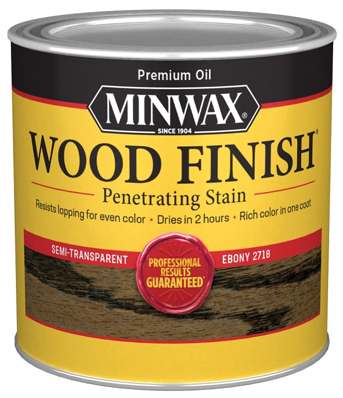 Minwax Wood Finish 227184444 Wood Stain, Ebony, Liquid, 0.5 pt, Can