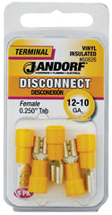 Jandorf 60826 Disconnect Terminal, 12 to 10 AWG Wire, Vinyl Insulation, Copper Contact