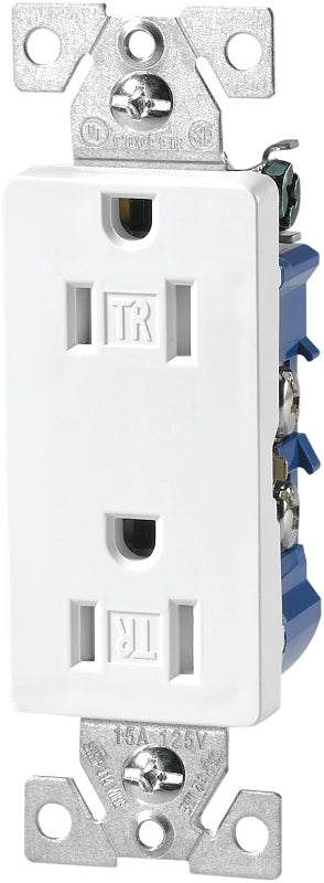 Eaton Wiring Devices TR1107W Duplex Receptacle, 15 A, 2-Pole, 5-15R, White