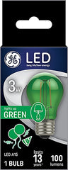 GE 93116856 Party Light Bulb, A15 Bulb, 3 W, Green Bulb, LED Bulb, 2700 K Color Temp, 100 Lumens