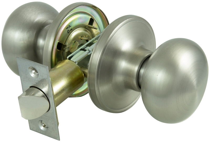 ProSource TFX230V-PS Lockset, Knob Handle, Metal, Satin Nickel, 2-3/8 to 2-3/4 in Backset, 1-3/8 to 1-3/4 in Thick Door