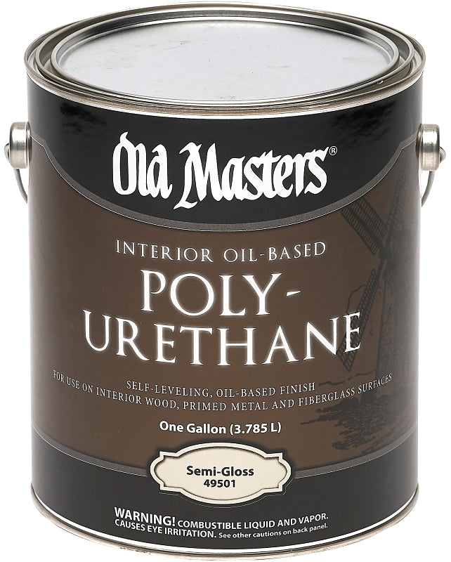 Old Masters 49501 Polyurethane, Semi-Gloss, Liquid, Clear, 1 gal, Can