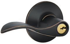 Schlage Accent Series F51A ACC 716 Entry Door Handleset Lockset, Mechanical Lock, Aged Bronze, Lever Handle, Metal