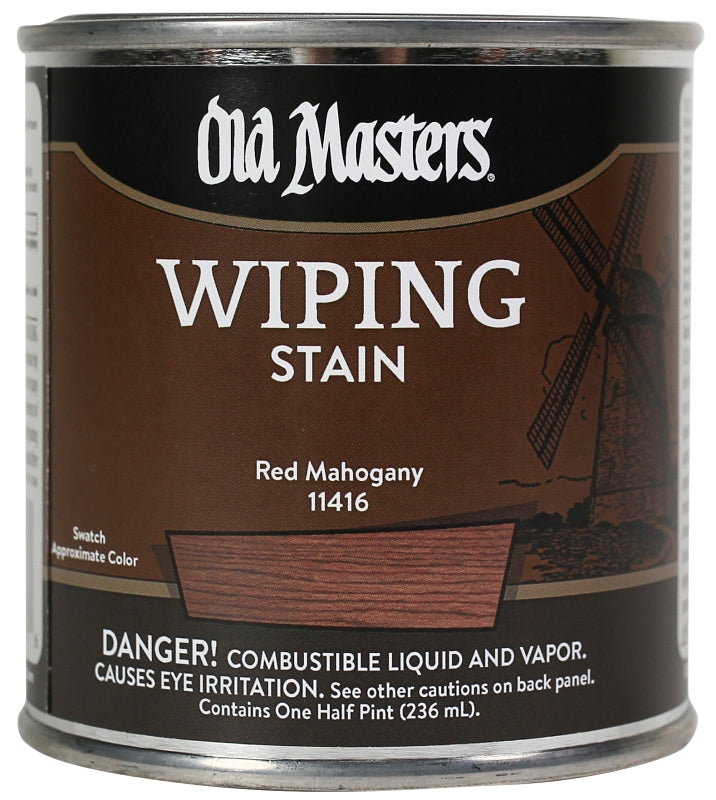 Old Masters 11416 Wiping Stain, Red Mahogany, Liquid, 0.5 pt, Can