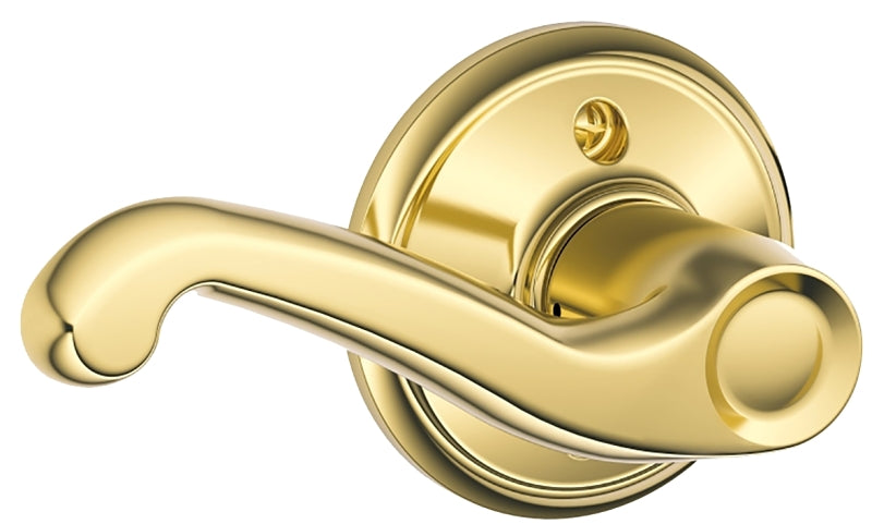 Schlage F Series F170FLA605RH Dummy Lever, Mechanical Lock, Bright Brass, Lever Handle, Metal, Residential