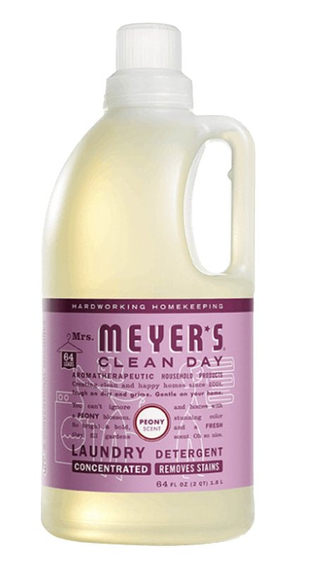 Mrs. Meyer's 11405 Laundry Detergent, 64 oz, Bottle, Liquid, Peony