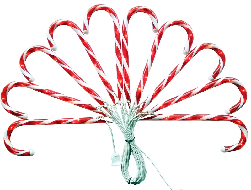 Hometown Holidays 60503 Candy Cane Lawn Stake, 125 V, 10 W, 100-Lamp, White Light, 4200 hr Average Life
