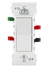 Decora Edge Series E5603-0SW Residential-Grade 3-Way Rocker Switch, 15 A, 120/277 VAC, Side Lever Terminal, White