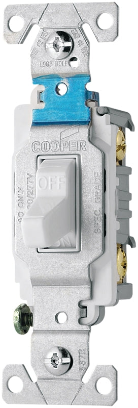 Eaton Wiring Devices CS215W Toggle Switch, 15 A, 120/277 V, Screw Terminal, Nylon Housing Material, White