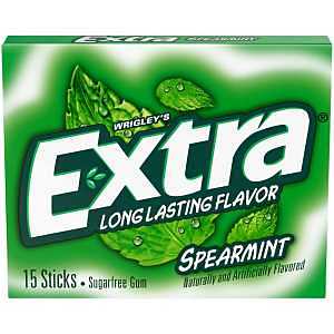 Extra 22037 Chewing Gum, Spearmint Flavor, 15 Pack