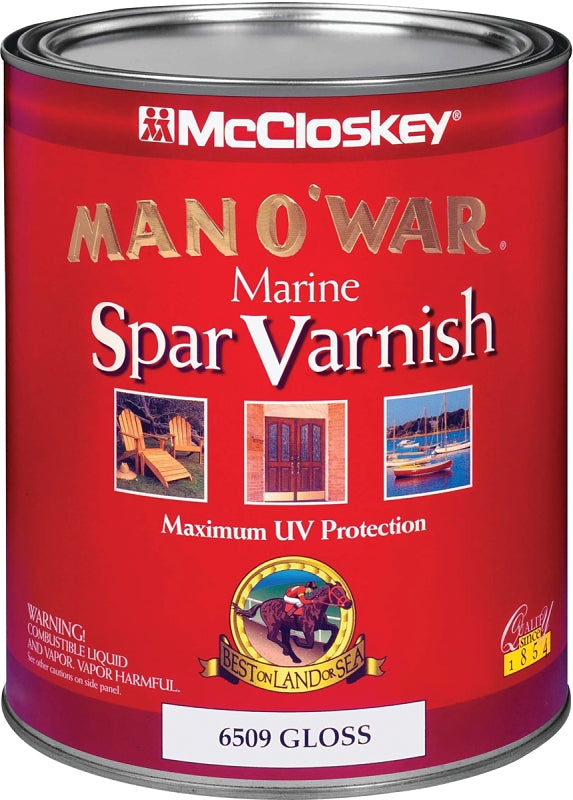 McCloskey Man O' War 080.0006509.005 Marine Spar Varnish, Gloss, Clear, Liquid, 1 qt