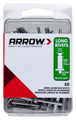 Arrow RLA3/16BP Pop Rivet, Long, 1/2 in L, Aluminum