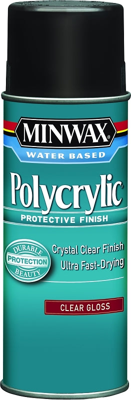 Minwax Polycrylic 35555000 Protective Finish Paint, Gloss, Liquid, Crystal Clear, 11.5 oz, Aerosol Can