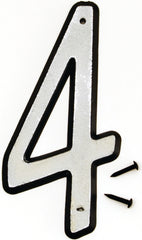 Hy-Ko 30600 Series 30604 House Number, Character: 4, 4 in H Character, Black/White Character, Plastic