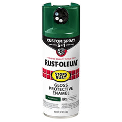Stops Rust 376891 5-In-1 Enamel Paint, Gloss, Hunter Green, 12 oz, Aerosol Can