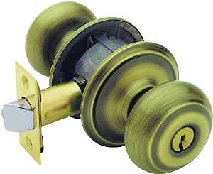 Schlage Georgian Series F51A GEO609KA4 Entry Knob Set, Knob Handle, Antique Brass, Metal, C Keyway, Residential, Yes