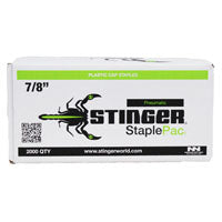 Stinger 136044 Cap Staple, 7/16 in W Crown, 7/8 in L Leg, 18 Gauge, Carbon Steel, Electro-Galvanized