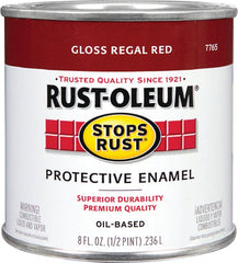 Rust-Oleum Stops Rust 7765730 Enamel Paint, Oil, Gloss, Regal Red, 0.5 pt, Can, 50 to 90 sq-ft/qt Coverage Area