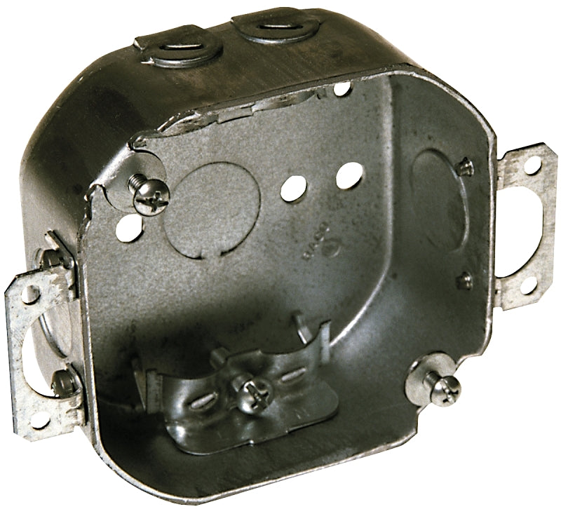 Orbit 4RB-MC-E Electrical Box, 4 in OAW, 1-1/2 in OAD, 4 in OAH, 1 -Gang, 3 -Knockout, Steel Housing Material