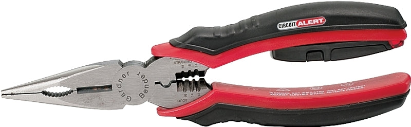 GB Circuit Alert Series GPT-80 Nose Plier, 8 in OAL, 2-1/4 in Jaw Opening, Black/Red Handle, Comfort-Grip Handle