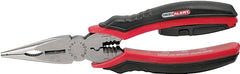 GB Circuit Alert Series GPT-80 Nose Plier, 8 in OAL, 2-1/4 in Jaw Opening, Black/Red Handle, Comfort-Grip Handle