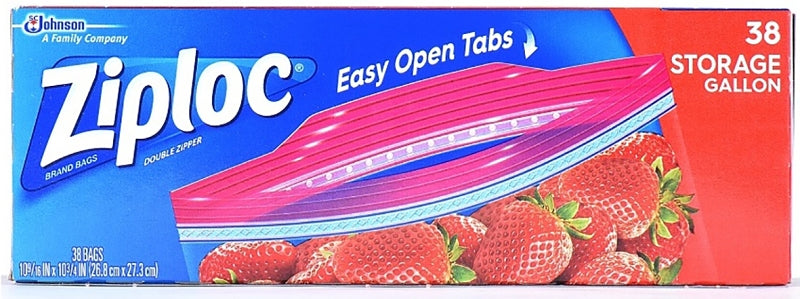 Ziploc 320 Series Storage Bag, Double Zipper Closure, 10-3/4 in W, 10-9/16 in L, 1 gal Capacity, Plastic