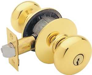 Schlage Plymouth Series F51A PLY605KA4 Entry Knob Set, Knob Handle, Bright Brass, Metal, C Keyway, Residential, Yes