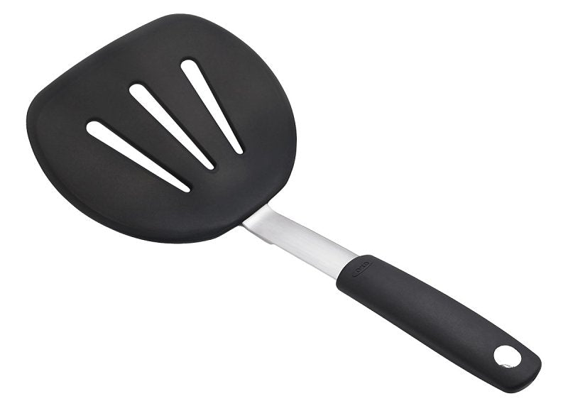 Good Grips 1071533 Pancake Turner, 6 in W Blade, 12 in OAL, Silicone Blade, Black/Silver