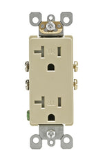 Leviton 132-T5825-00I Duplex Receptacle, 2 -Pole, 20 A, 125 V, Side Wiring, NEMA: 5-20R, Ivory