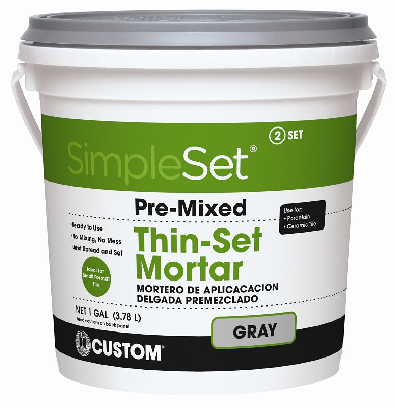 Custom CTTSG1-2 Thin-Set Mortar, Gray, Paste, 1 gal, Pail