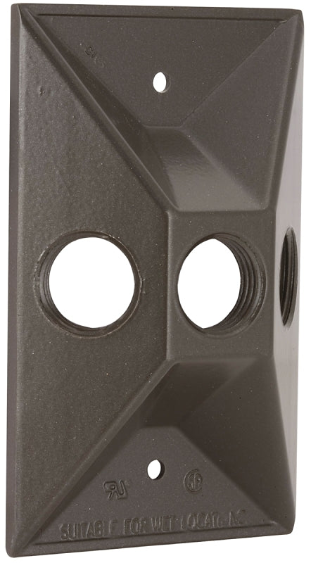 Bell 5189 Series 5189-7 Weatherproof Cluster Cover, 2.844 in W, Rectangular, 1-Gang, Aluminum, Bronze, Powder-Coated