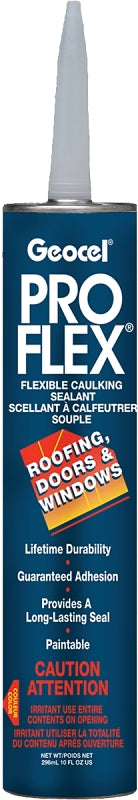 Geocel Pro Flex GC26801 Tripolymer Sealant, White, 4 days Curing, <40 deg F, 10 fl-oz Cartridge
