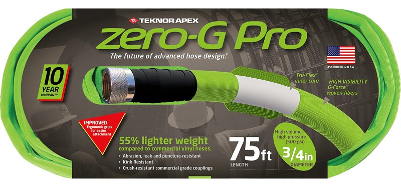 Zero-G 4300-75 Garden Hose, 3/4 in, 75 ft L, Green