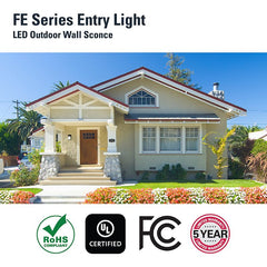 HALO FE Series FE08A40FDW Wall Sconce, 120 V, 7.9 W, LED Lamp, 977 Lumens, 4000 K Color Temp, White Fixture