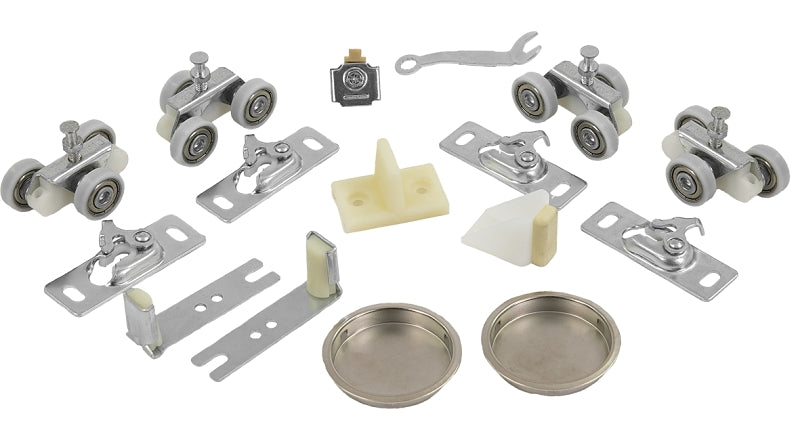 RENIN BP831BB-09600-AL Hardware and Track Set, 96 in L Track, Aluminum, For: Bypass Door