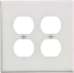 Eaton Wiring Devices PJ82W Duplex and Single Receptacle Wallplate, 4-7/8 in L, 4-15/16 in W, 2 -Gang, Polycarbonate
