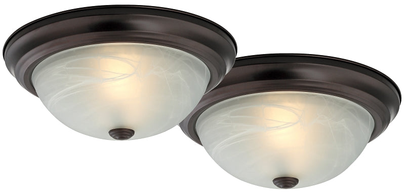 Boston Harbor Flush Mount Ceiling Fixture, 120 V, 60 W, A19 or CFL Lamp, Bronze Fixture