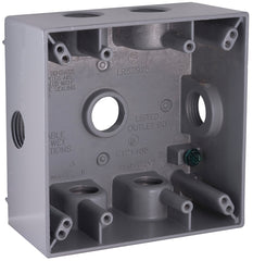 Hubbell 5338-0 Weatherproof Box, 7-Outlet, 2-Gang, Aluminum, Gray, Powder-Coated