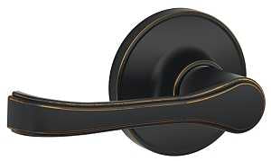 Schlage J Series J10TOR716 Passage Lever, Mechanical Lock, Aged Bronze, Lever Handle, Metal, Residential, Grade 3 Grade