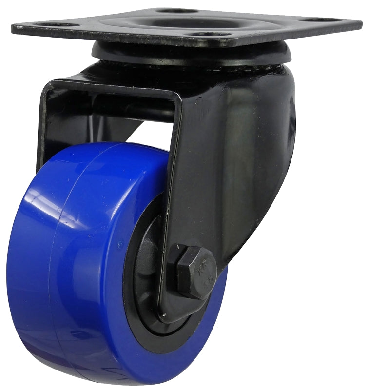Shepherd Hardware 3657 Swivel Caster, 2 in Dia Wheel, TPU Wheel, Black/Blue, 135 lb, Polypropylene Housing Material