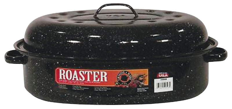 Granite Ware F0508-2 Roaster, 10 lb Capacity, Porcelain/Steel, Black, Dark Enamel, 15 in L, 10 in W, 6-1/4 in H