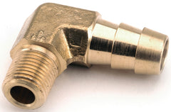 Anderson Metals 129E Series 757020-0604 Hose Elbow, 3/8 in, Barb, 1/4 in, MPT, Brass
