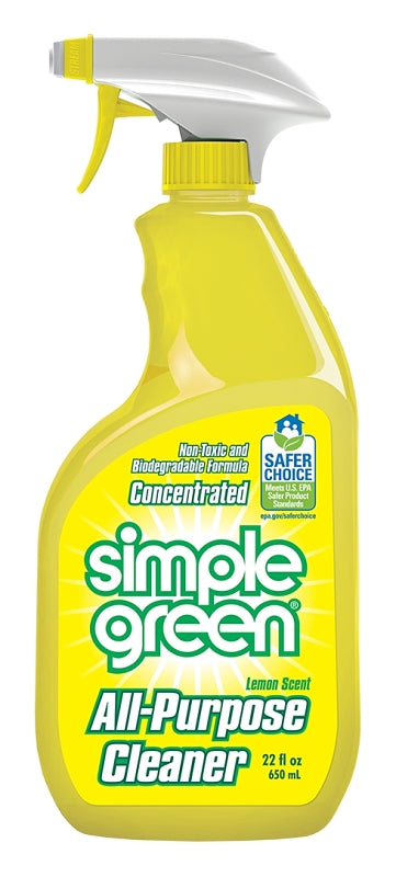 Simple Green 3010001214001 All-Purpose Cleaner, 22 oz Spray Bottle, Liquid, Lemon, Yellow