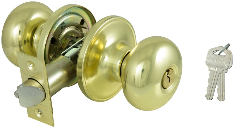 ProSource Entry Knob Lockset, Series TF, Pol Brass