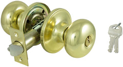 ProSource Entry Knob Lockset, Series TF, Pol Brass