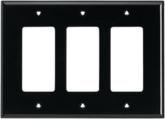 Eaton Wiring Devices PJ263BK Wallplate, 4.87 in L, 6-3/4 in W, 3 -Gang, Polycarbonate, Black