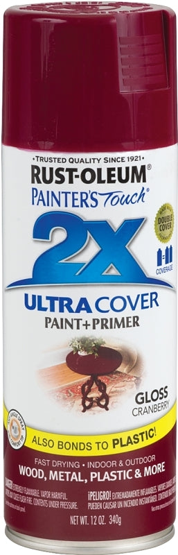2X Ultra Cover 249863 Spray Paint, Gloss, Cranberry, 12 oz, Can